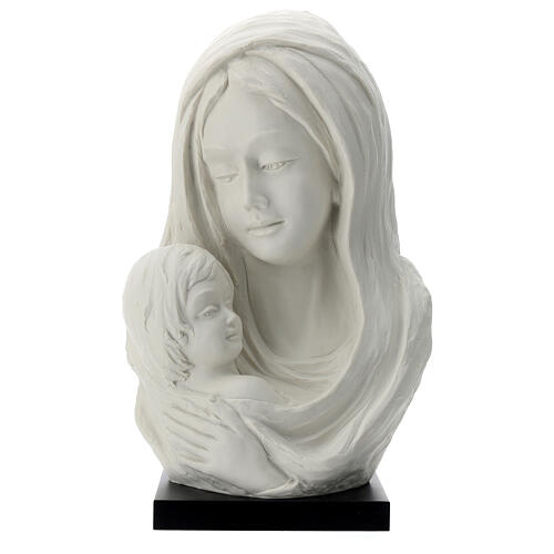 Buste Vierge à l'Enfant porcelaine et bois 35 cm 1