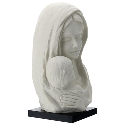 Busto Madonna con bambino su base legno 35 cm 3