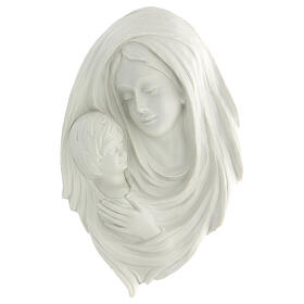 Bas-relief porcelaine Vierge à l'Enfant 35 cm