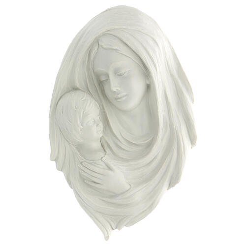 Bas-relief porcelaine Vierge à l'Enfant 35 cm 1
