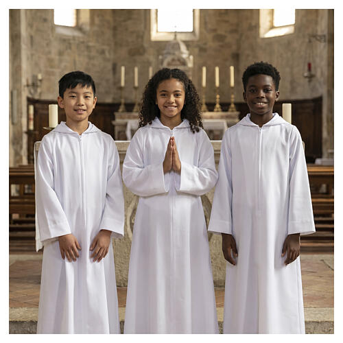 Alb with hood for first communion 2