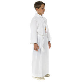 First communion alb with 2 pleats fake hood s5