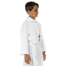 First communion alb with 2 pleats fake hood