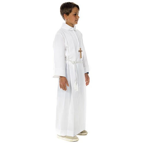 First communion alb with 2 pleats fake hood 4