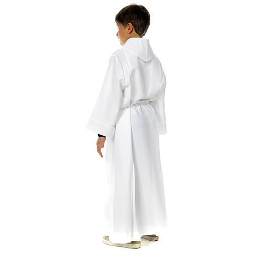 First communion alb with 2 pleats fake hood 7