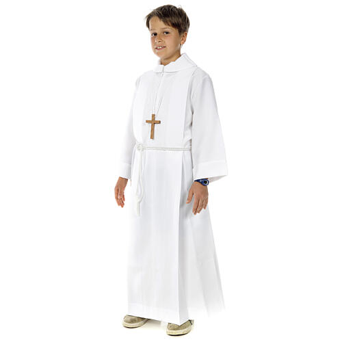 First communion alb with 2 pleats fake hood 5