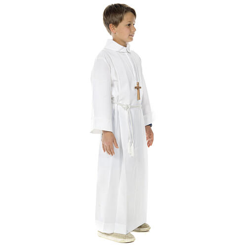 First communion alb with 2 pleats fake hood 7