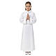 First communion alb with 2 pleats fake hood s1