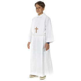 Holy Communion Alb with 2 pleats fake hood s3