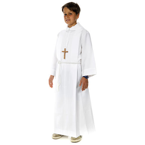 Holy Communion Alb with 2 pleats fake hood 1