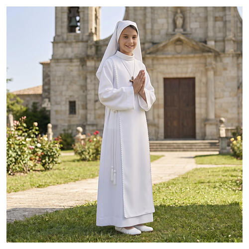 Aube communion fille scapulaire dentelle 2