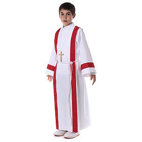 First communion alb with red edges
