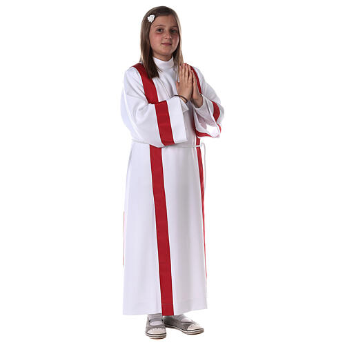 First Holy Communion alb with red edges 6