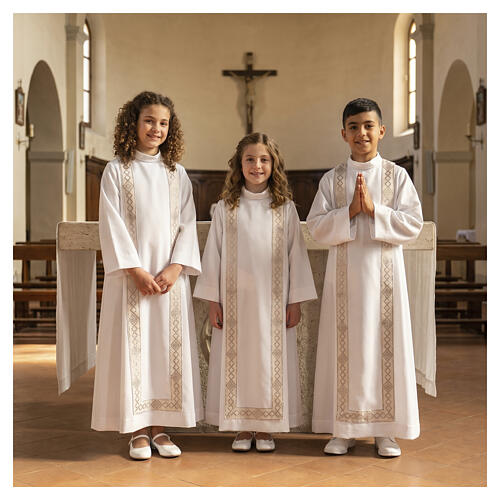 First communion alb scapular golden edges 2