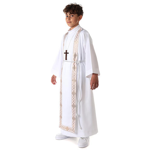 Abito prima comunione unisex scapolare bordi oro 5