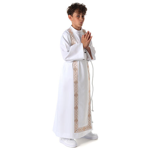 Abito prima comunione unisex scapolare bordi oro 7