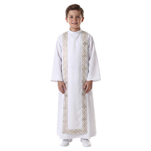 First holy communion alb scapular golden edges 1