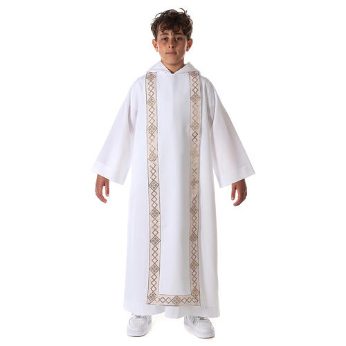 Aube communion scapulaire bord or unisex 7