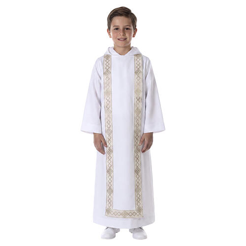 Aube communion scapulaire bord or unisex 1