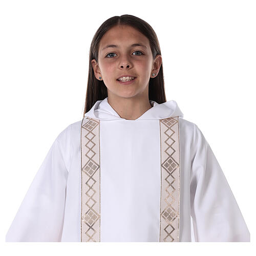 First Holy Communion alb with golden edge scapular 10