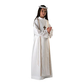 First Communion Albs: First Holy Communion alb for girls scapular thin golden edges First Communion Albs: First Holy Communion alb for girls scapular thin golden edges