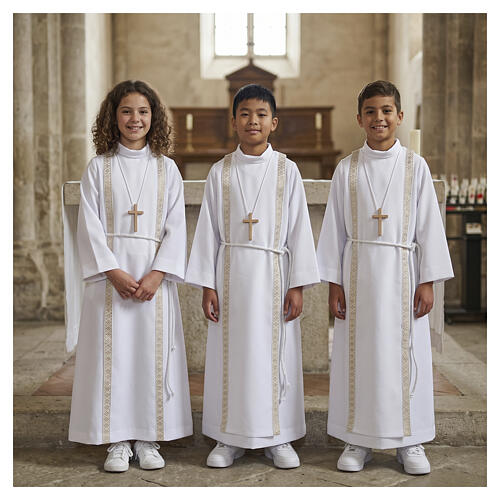 First Holy Communion alb scapular thin golden edges 2