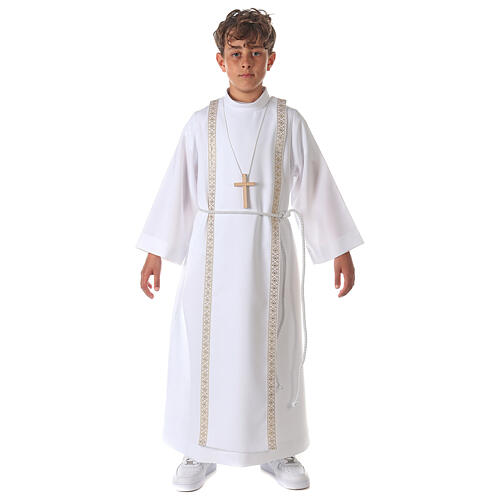 First Holy Communion alb scapular thin golden edges 6