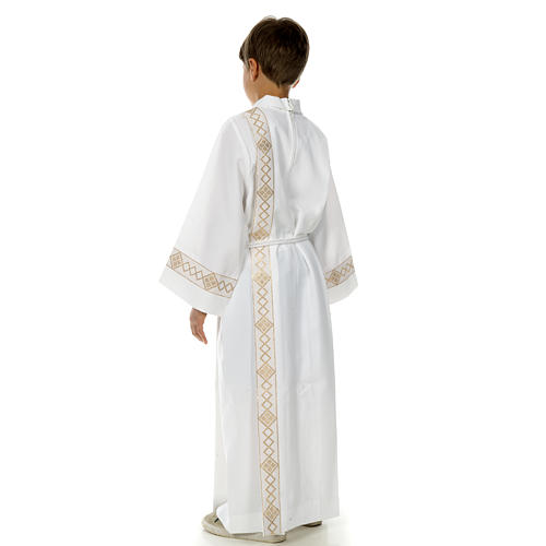 First communion alb with 2 pleats and golden edge 11