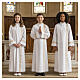 First communion alb with 2 pleats and golden edge s2