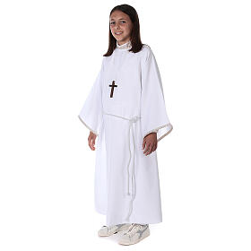 First Holy Communion alb for girl golden sleeves edge