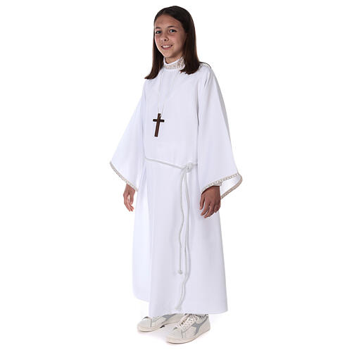 First Holy Communion alb for girl golden sleeves edge 1