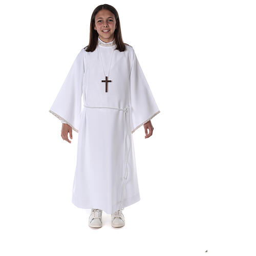 First Holy Communion alb for girl golden sleeves edge 3