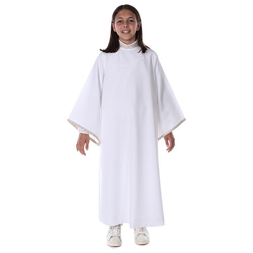 First Holy Communion alb for girl golden sleeves edge 5