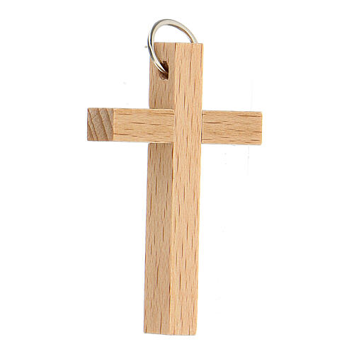 Croce in legno Prima comunione con anello noce wengè faggio 6