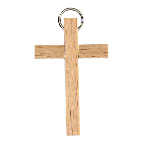 Croce in legno Prima comunione con anello noce wengè faggio 9