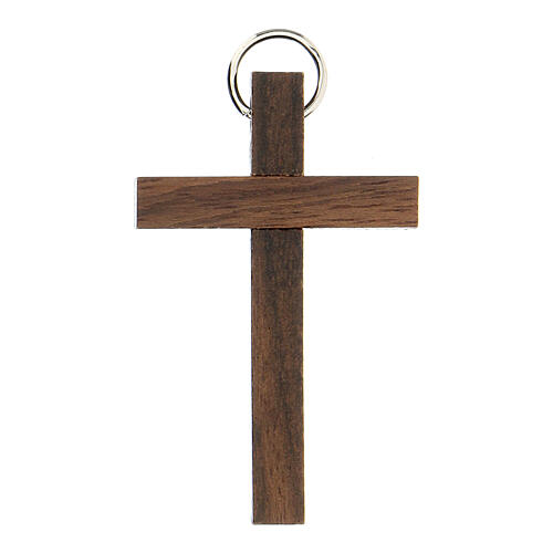 First communion cross in walnut, wengè and beechwood with ring 2