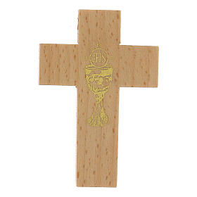 Holzkreuz für Erstkommunion mit Kelchmotiv