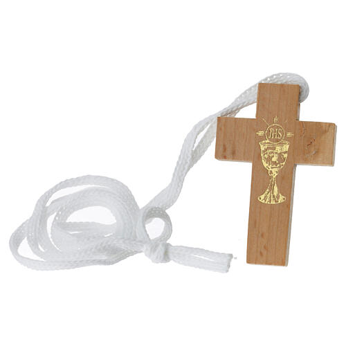First communion cross in wood with chalice 4