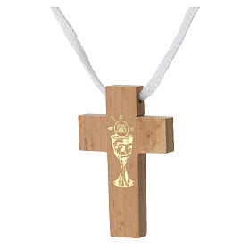 Croix première communion en bois calice