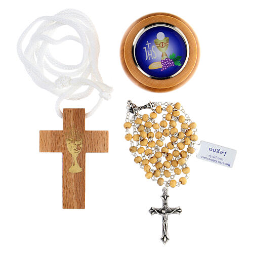 First Communion set with Cross, Rosary and Rosary box 1