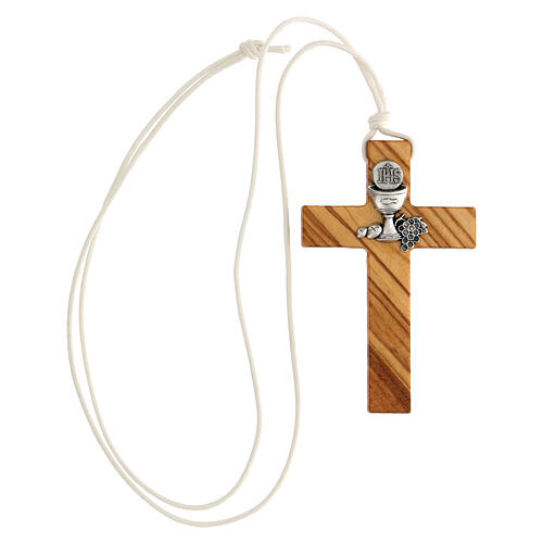 Croce per Prima comunione in legno ulivo
