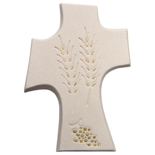Bas-relief  First Communion crucifix, white or gold 15 cm 1