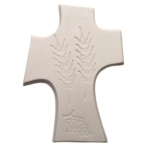 Croce Prima Comunione argilla bianca e oro 15 cm 3
