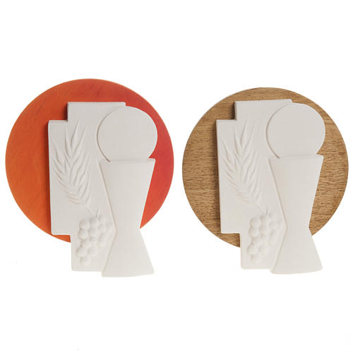 Bas-relief First Communion crucifix with wooden base 2