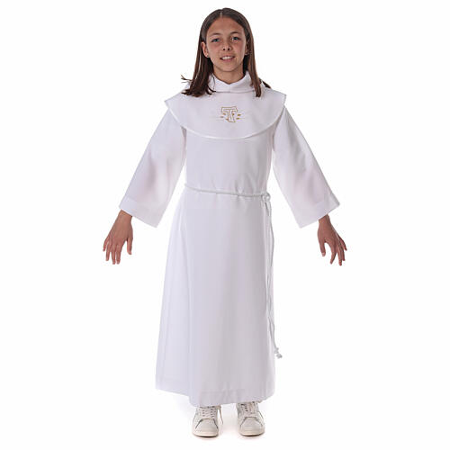 Erstkommunionalbe, unisex, mit Stickerei, die ein Taukreuz zeigt 5