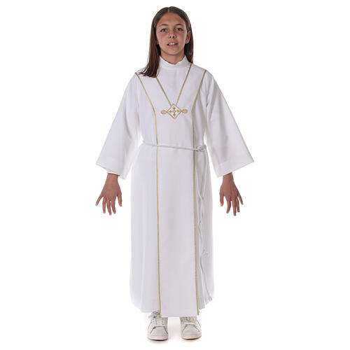 Erstkommunionalbe, unisex, mit goldfarbenen Stickereien 6