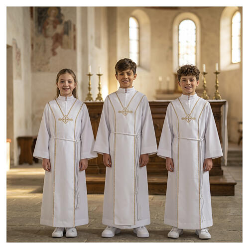 Erstkommunionalbe, unisex, mit goldfarbenen Stickereien 2