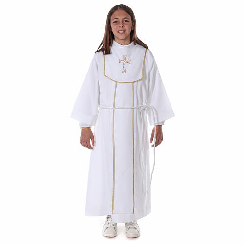 Erstkommunionalbe, unisex, mit Kreuz-Stickerei 7