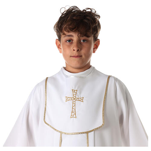 First Communion alb with honeycomb embroidery 7