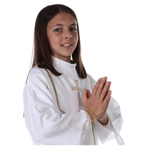 First Communion alb with honeycomb embroidery 10